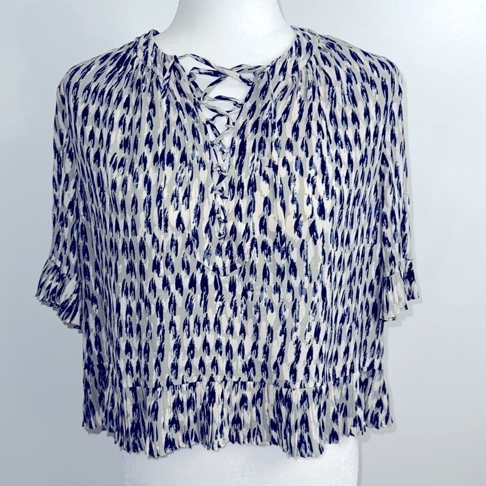 NWOT Madewell Sunpleat Fringe lace up Crop Top size small - Picture 4 of 7